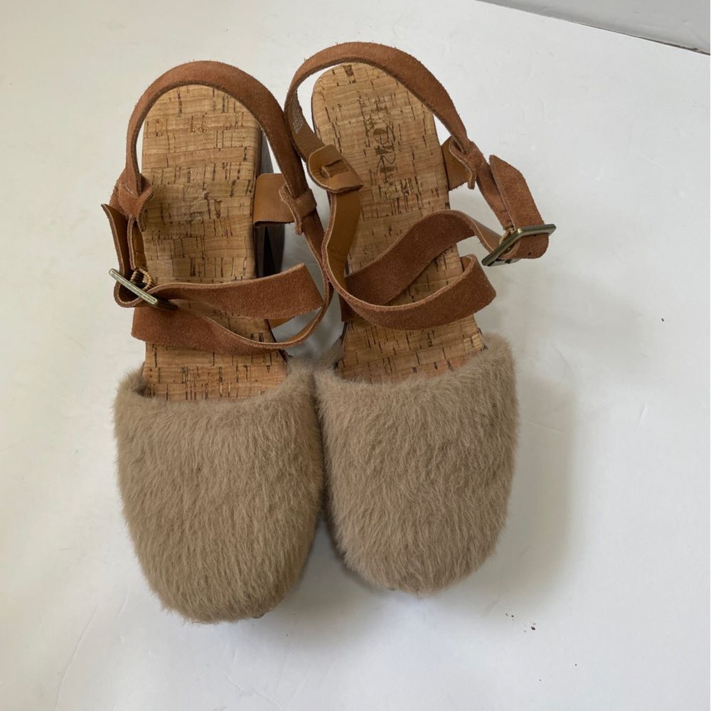 KORKS FAUX FUR‎ CLOGS WITH WOODEN BLOCK HEEL - Picture 7 of 7